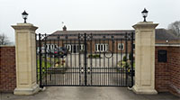 The Ilkeston Gate, a wrought iron style square section gate with an angular style